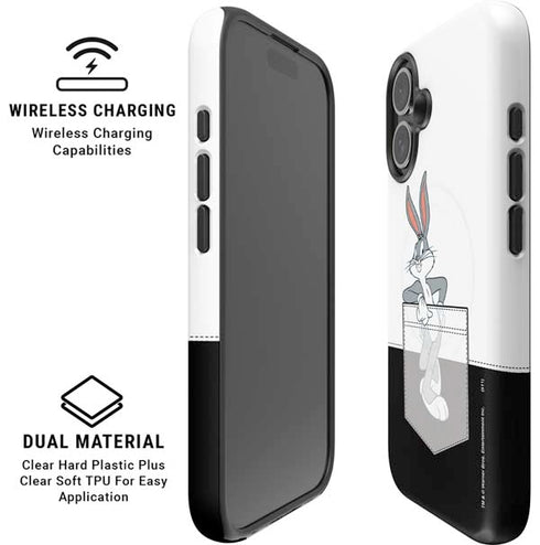 Looney Tunes Bugs Bunny Black White iPhone 16 Plus Magsafe Impact Case